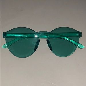 Trendy teal glasses